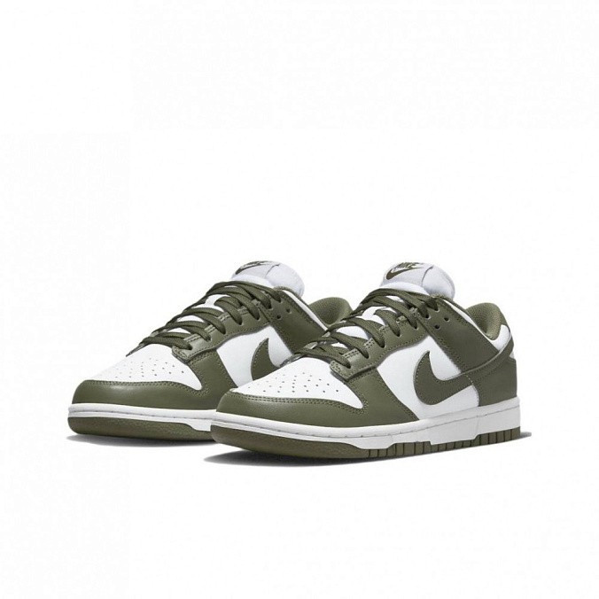 Кроссовки женские Nike Dunk Low White/Medium Olive/White